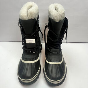 SOREL Womens Caribou Waterproof Winter Boot Black Stone Lace Up Size 6 US New
